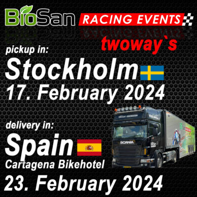 TRANSPORT STOCKHOLM → CARTAGENA FEBRUARY 2024 TWOWAY`s
