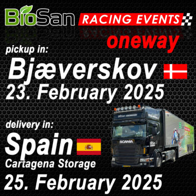 Transport Bjæverskov→Cartagena February 2025 Oneway