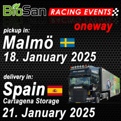 Transport Malmö→Cartagena January 2025  Oneway